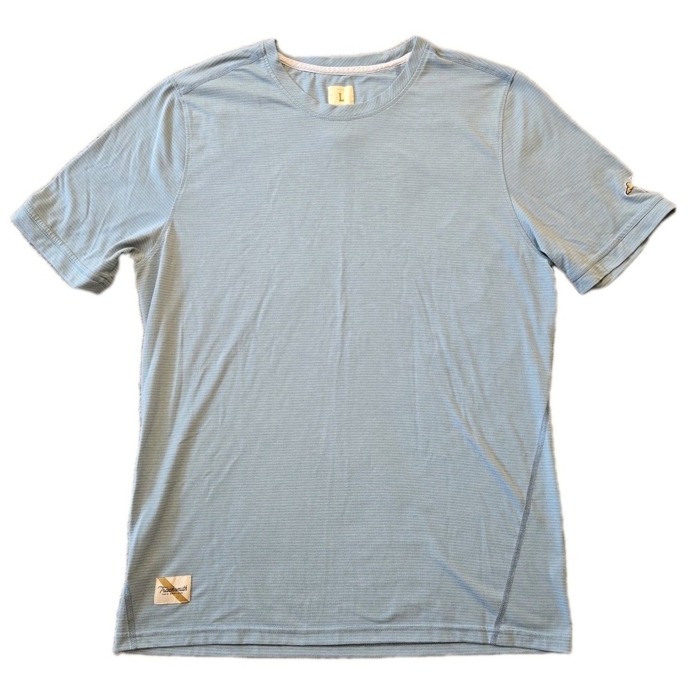 Tracksmith Horizon T-Shirt Mens L Blue Striped Short Sleeve Athletic Shirt